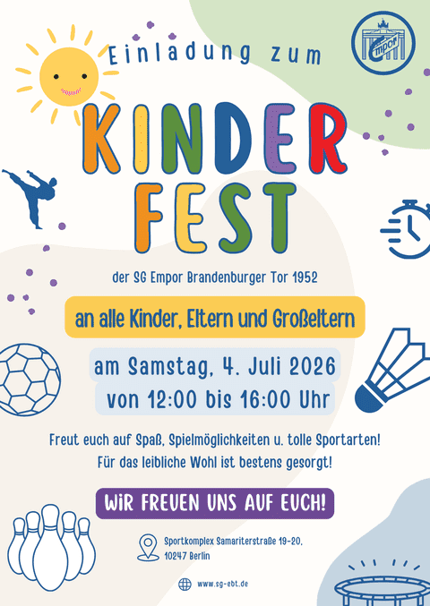 Kindersportfest 2026 Kindersportfest am 04. Juli 2026